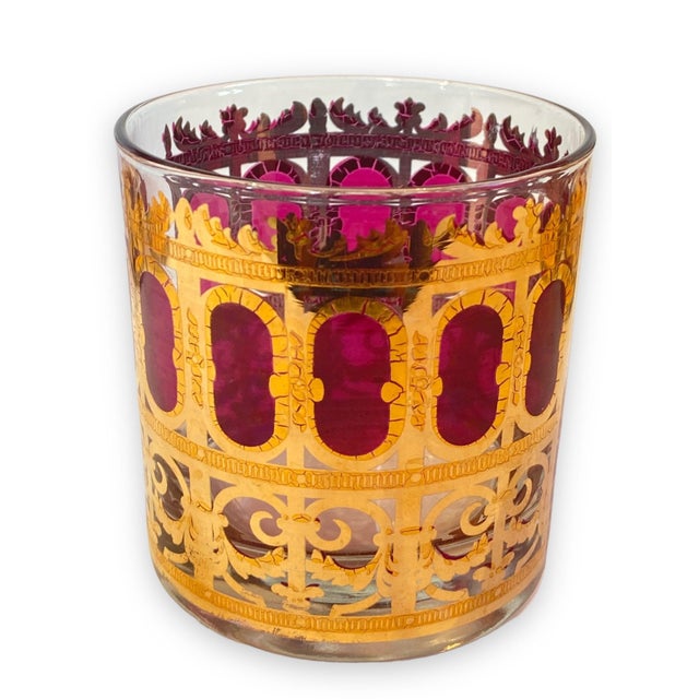 1960s Morphew Abode 1960s Culver Burgundy Art Deco & 22k Gold Lowball Cocktail Glasses- Set of 5 For Sale - Image 5 of 11