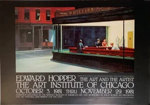 Edward Hopper Nighthawks, Edward Hopper, the Art and the Artist Poster, Gallery Poster, 1981, Original and Rare