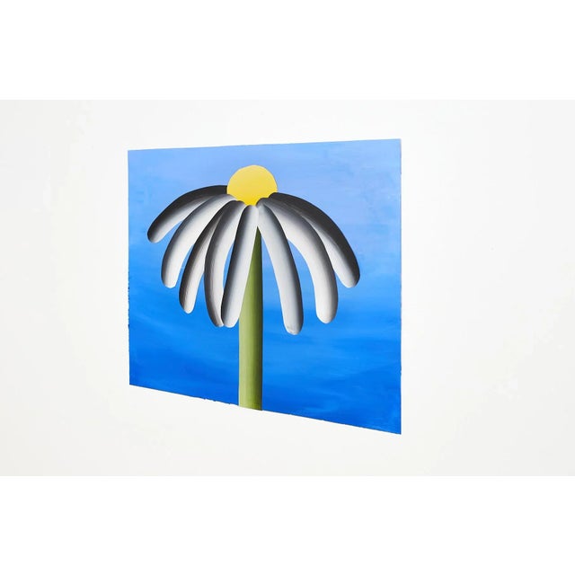 Illustration Original Modern Painting Floral Botanical Daisy Collage on Paper For Sale - Image 3 of 4