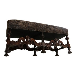 Old World Weaver Upholstered Kittinger Style Bench For Sale