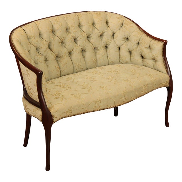 Regency Style Vintage Mahogany Frame Settee For Sale