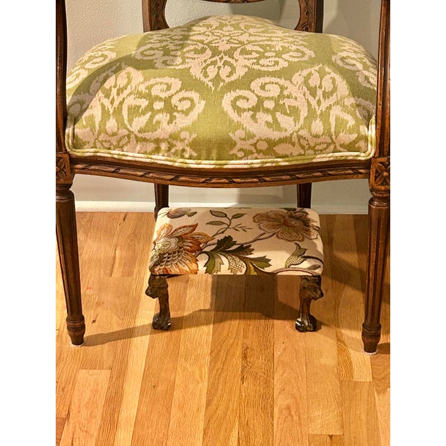 Mid 20th Century Vintage Petite Foot Stool or Foot Rest With Bronze Finish Lions Head and Paw Legs For Sale - Image 5 of 9