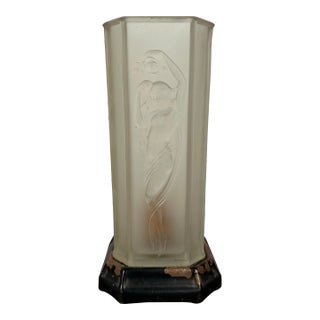 1920s Frosted Glass Nude Art Deco Table Lamp For Sale