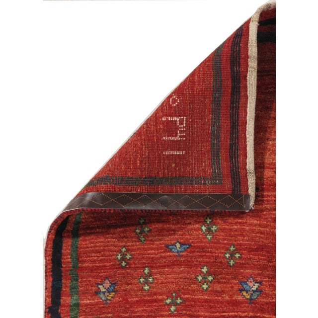 1990s Vintage Hand-Knotted Persian Gabbeh Runner 2'0" X 9'9" For Sale - Image 5 of 6