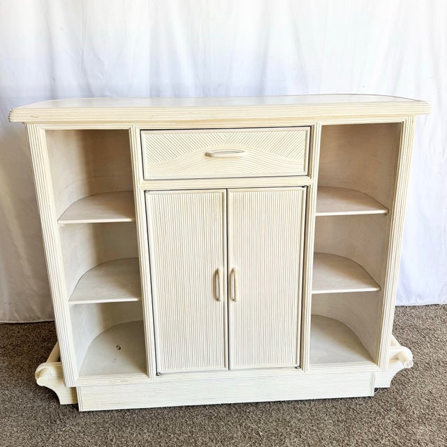 Vintage Boho Chic Wavy Pencil Reed Dry Bar For Sale - Image 9 of 12