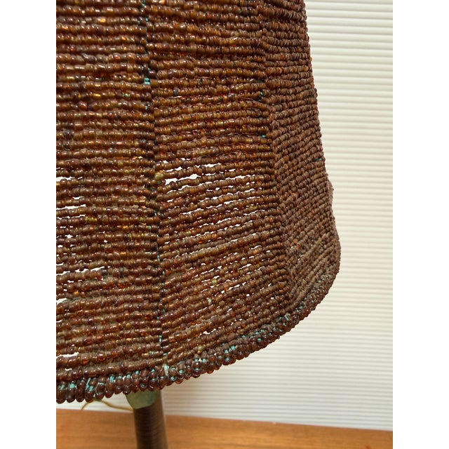 Tropical Palm Tree Table Lamp With Beaded Shade For Sale - Image 10 of 12