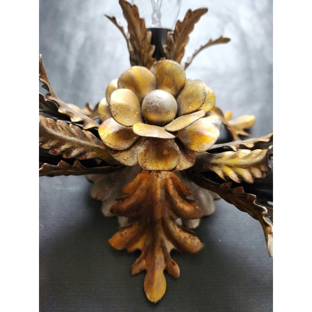 Vintage Florentine Silver-Plated and Gold-Plated 3-Light Ceiling or Wall Lamp from Banci Firenze, Italy, 1960s For Sale - Image 10 of 18