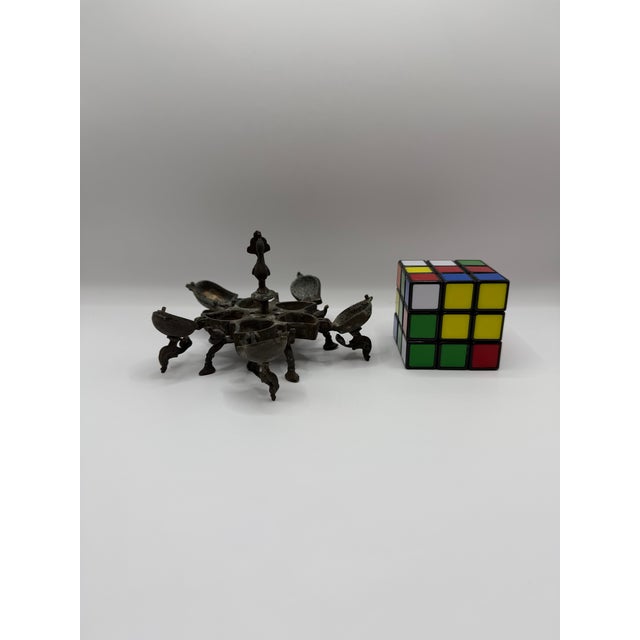 Metal Antique Indian Kumkum Box in Cast Brass | Multi-Lidded Ritual Container For Sale - Image 7 of 7