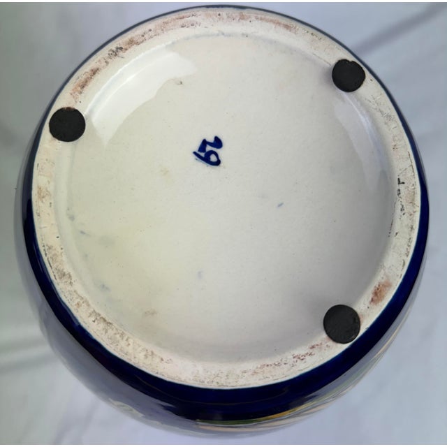 Ceramic Late 20th Century Italian Majolica Amphora Vase – Hand-Painted Cobalt Blue Glazed Ceramic With Fruit Motif For Sale - Image 7 of 7