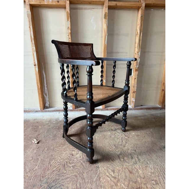 Antique Edwardian Style Barley Twist Armchair For Sale - Image 9 of 16