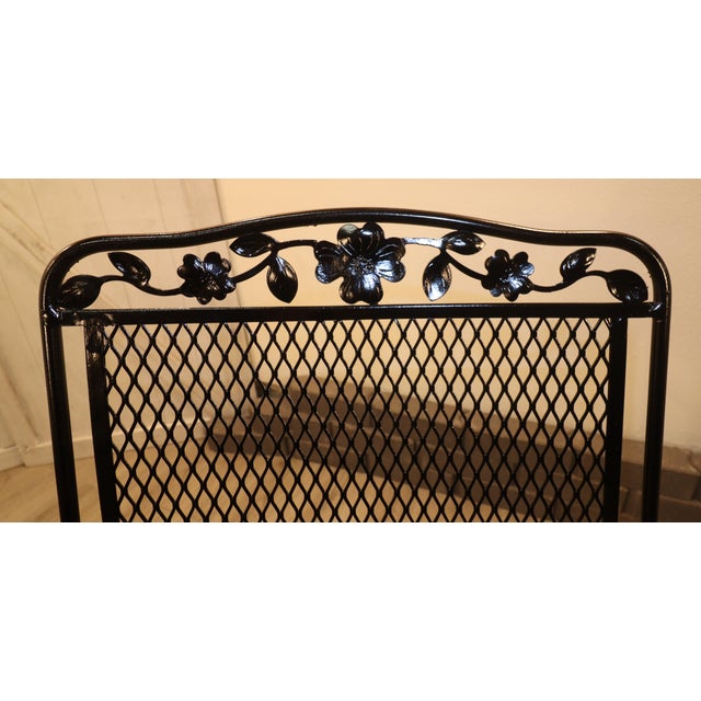 Black Vintage Flower and Leaf Wrought Iron Dining Table & 4 Chairs, Attributed For Sale - Image 8 of 11