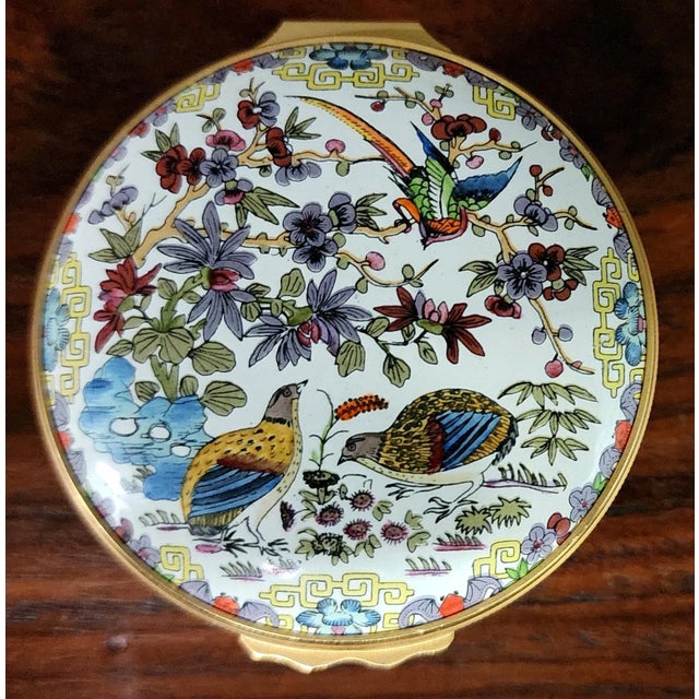 English Bilston & Battersea English Fine Enamel Round Box W/Lid For Sale - Image 3 of 9