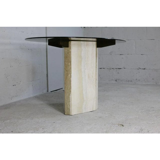 Glass Dining Table with Stone Base and Smoked Glass Top, 1970s For Sale - Image 7 of 18