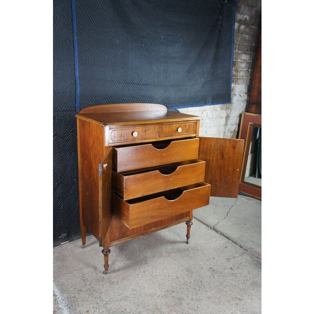 Antique Victorian Walnut Gentleman's Chest of Drawers Cabinet Console 35" For Sale - Image 4 of 14