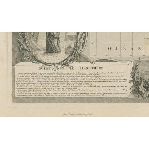 Blue Antique Planisphere World Map, 1845 For Sale - Image 8 of 16