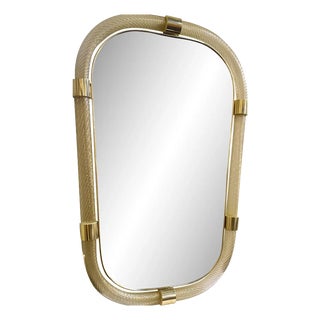 Torciglione Gold Murano Glass Wall Mirror by Simoeng For Sale