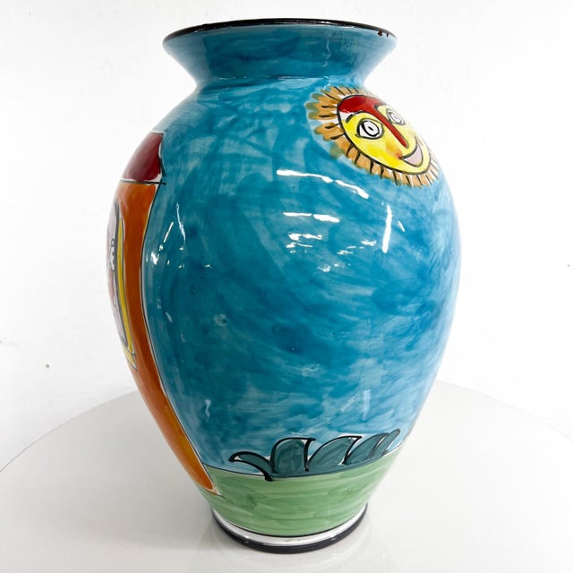 Giovanni Desimone 1960s Italy Hand Painted Collections Colorful Ceramic Vase For Sale - Image 4 of 11