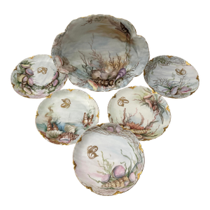 6 Pc Porcelain Seafood Service by Haviland Limoges Circa. 1890