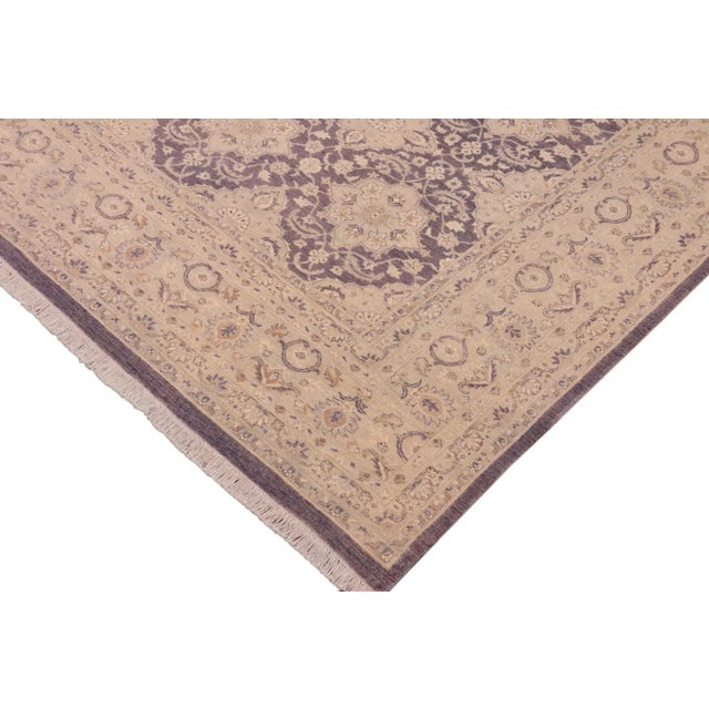 1990s Boho Chic Ziegler Purple Gray Hand-Knotted Wool and Silk Rug-9'11'' X 14'2'' For Sale - Image 5 of 8