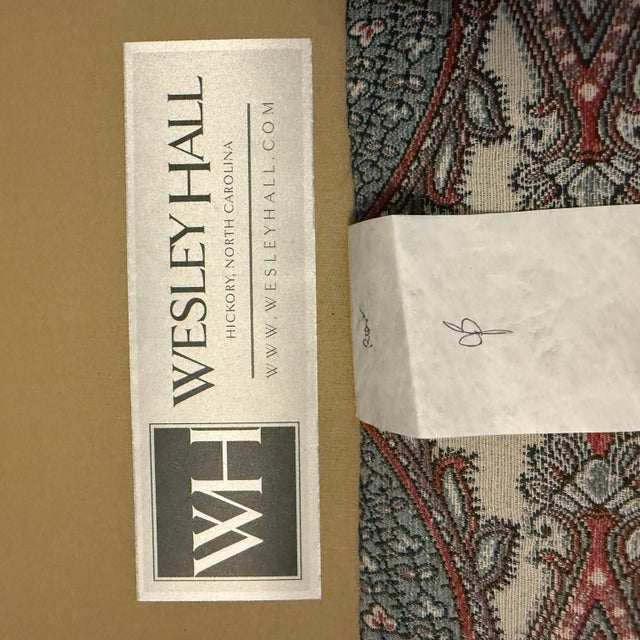 Wesley Hall Barley Twist Davis Wingback Chair in Paisley Tapestry and Nailhead Trim For Sale - Image 9 of 10