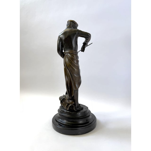 Metal Bronze Sculpture of Violinist – 21" For Sale - Image 7 of 11