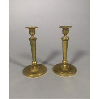 Pair of Bronze Candlesticks from the Empire Period, Early 19th Century For Sale