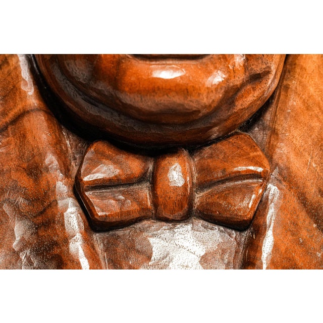 1950s Nice Large Antique Winston Churchill Carved Wood Bust Statue Sculpture Home Decor For Sale - Image 5 of 15