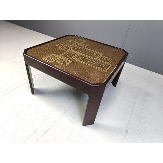 Brown Vintage Etched Brass Side Table, 1970s For Sale - Image 8 of 11