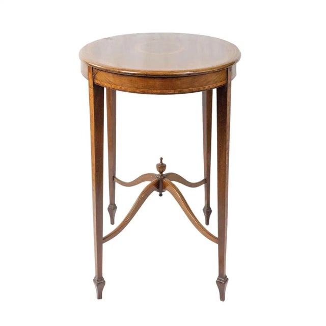 Figured Mahogany and Satinwood-Inlaid Oval Occasional Table, English, Ca. 1890 For Sale - Image 4 of 10