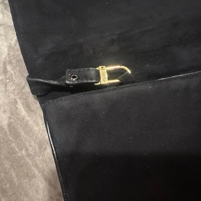 Contemporary 1980s Black Cut Velvet and Leather Italian Clutch For Sale - Image 3 of 11