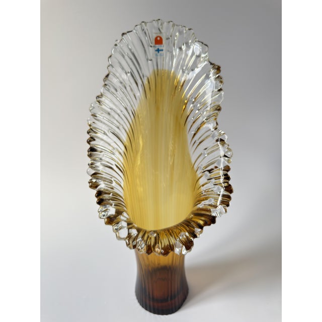 Large Scandinavian Sculptural Art Glass Vase by Tauno Wirkkala for Humppila, 1970s For Sale - Image 13 of 17
