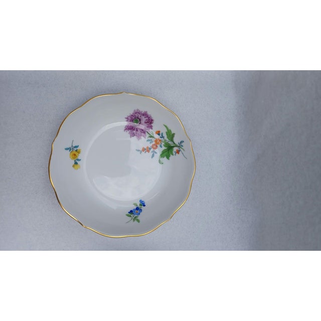 1950s Porcelain Espresso Cup and Saucer with Hand-Painted Aster German Flowers from Meissen, 1950s, Set of 2 For Sale - Image 5 of 10