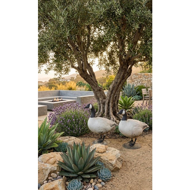 Plastic Pair of Vintage-Style Resin Canada Goose Garden Statuary For Sale - Image 7 of 12
