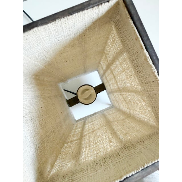 Louis Sognot Style Bamboo & Cotton Table Lamp For Sale - Image 10 of 12