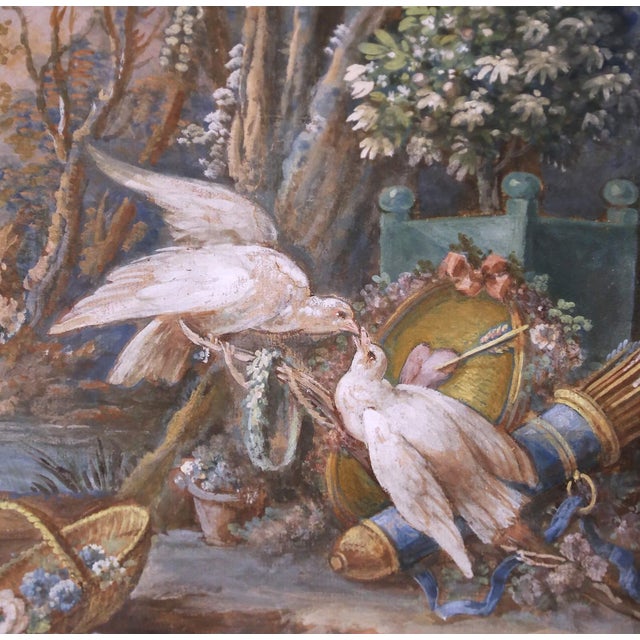 Blue Pair of 18th Century French Louis XVI Framed Watercolors With Protective Glass For Sale - Image 8 of 14