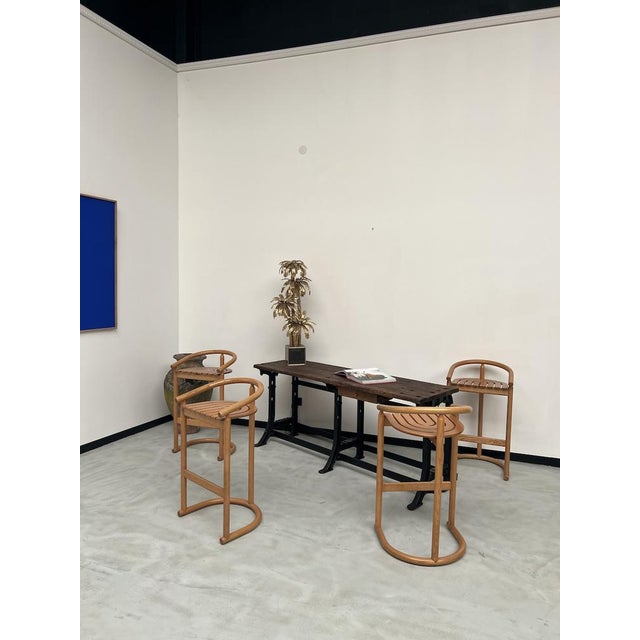 Wood Vintage Stools in Oak by Allmimö, 1980s, Set of 4 For Sale - Image 7 of 18