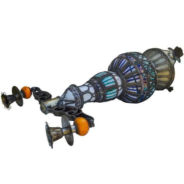 Teal Antique Moorish Candleholders For Sale - Image 8 of 11