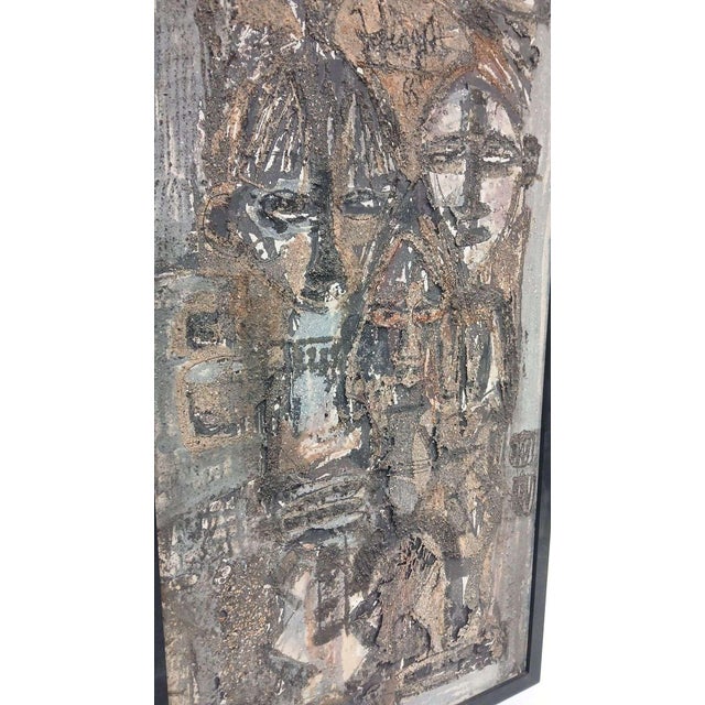 Late 20th Century Georges Ebrin Adingra, Mixed Media on Canvas For Sale - Image 4 of 8