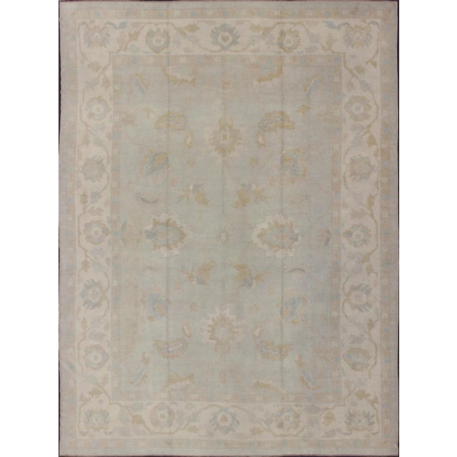 Large Turkish Oushak Rug With Pastel Colors and Botanical Design For Sale - Image 13 of 13