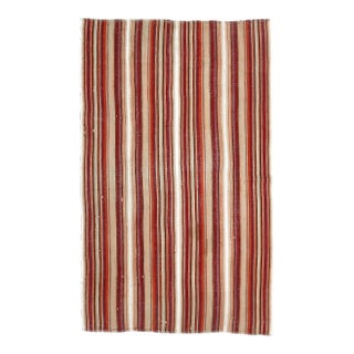 Vintage Turkish Hand-Knotted Wool Cotton Red Kilim Rug For Sale