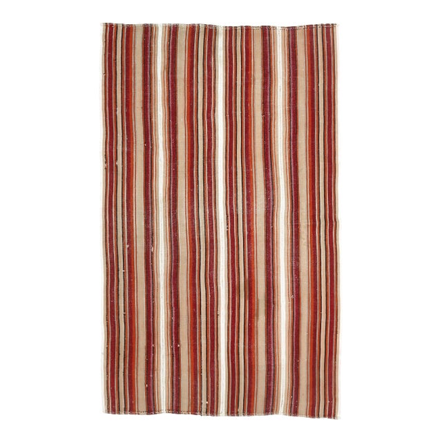 Vintage Turkish Hand-Knotted Wool Cotton Red Kilim Rug For Sale