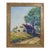 Vintage 1930s Farmhouse Landscape Painting For Sale