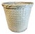 Mid-Century Boho Chic Coastal White Washed Almond Painted Wicker Wastebasket. For Sale