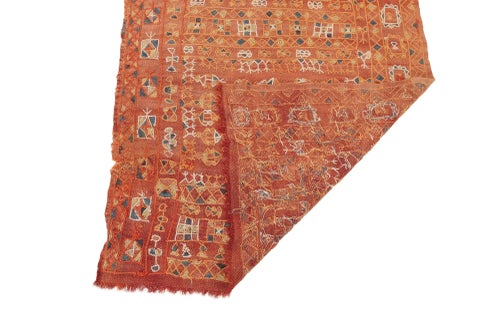Orange Embroidered Arabi Kilim Runner Rugs