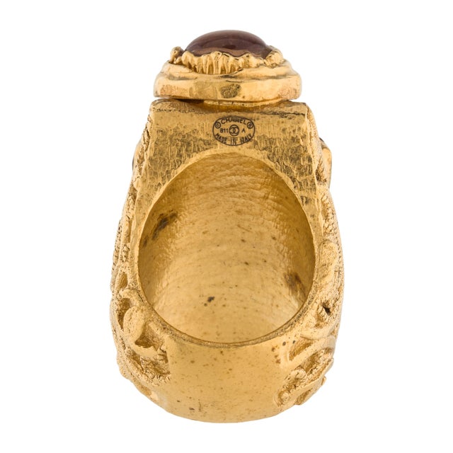2010s 2011 Chanel Ring Size 6.5 Gripoix Métiers d'Art Paris Byzance Goossens Runway Fall Filigree Gold Plated Statement Cocktail For Sale - Image 5 of 6