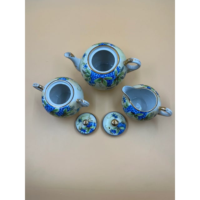 Early 20th Century Vintage Nippon Floral Asian Ceramic Tea Set- 3 Pieces For Sale - Image 5 of 12
