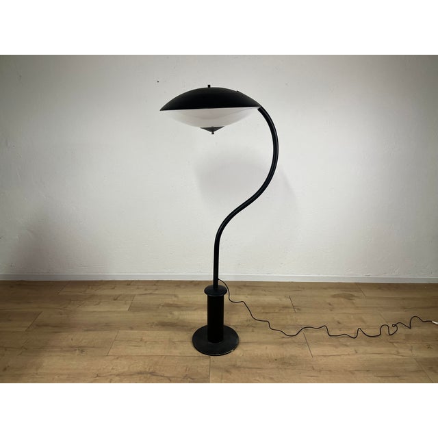 1950s Floor Lamp in Black Metal and Glass Disc, 1950s For Sale - Image 5 of 9