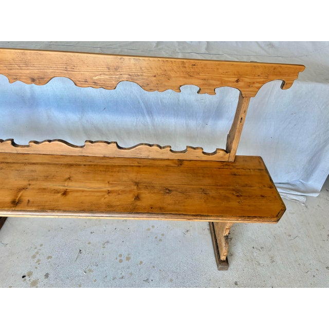 Wood 19th Century Italian Pine Frattino Design Bench For Sale - Image 7 of 12