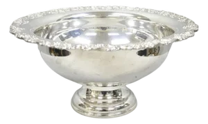 Vintage Victorian Style Grapevine Large Silver Plated Pedestal Punch Bowl