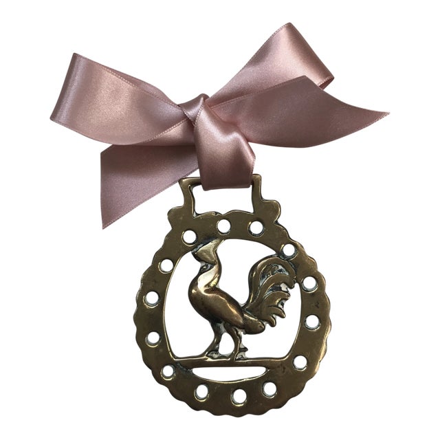 Antique English Horse Brass Christmas Ornament Rooster Cock For Sale